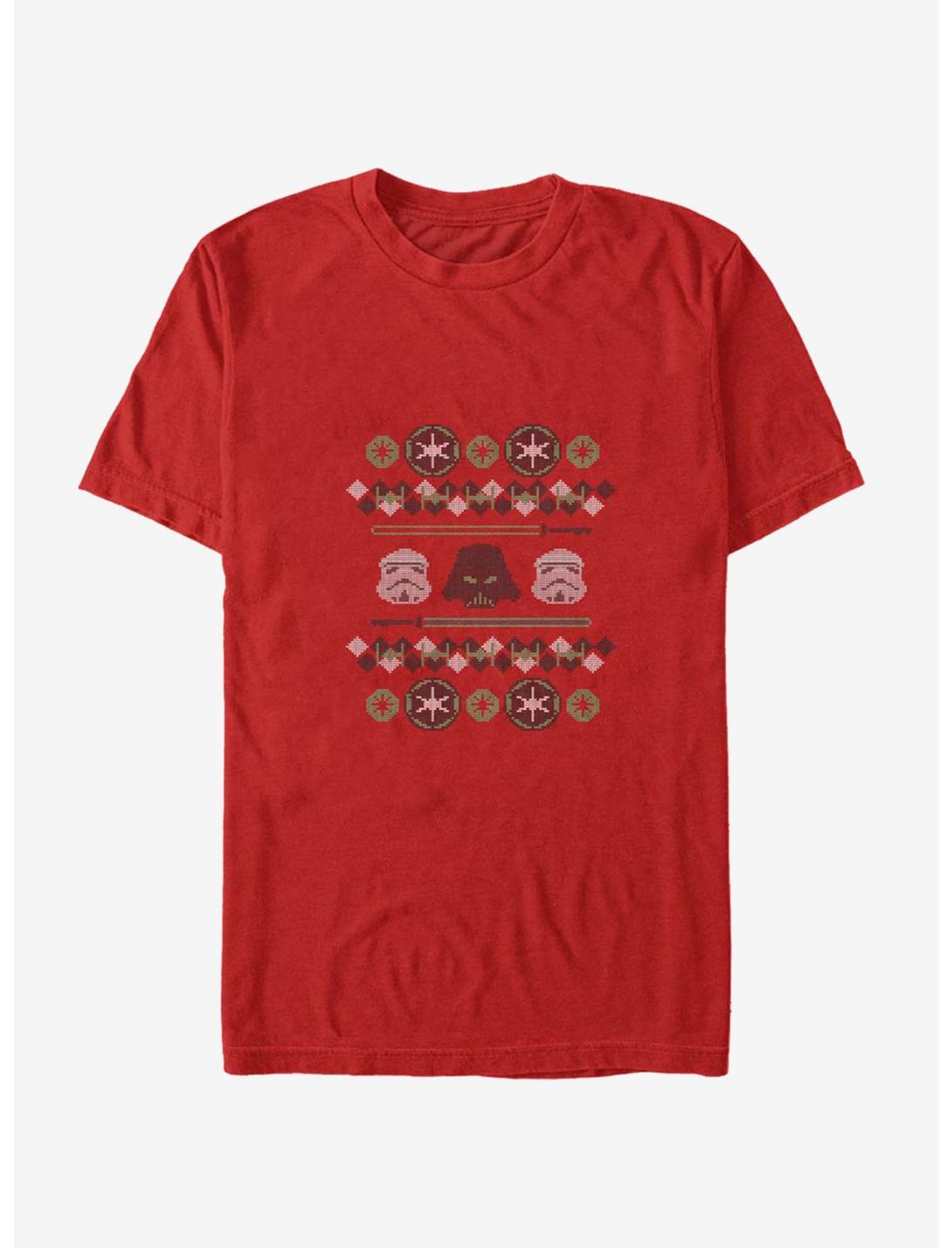 Star Wars Empire Christmas Pattern T-Shirt, RED HTR, hi-res