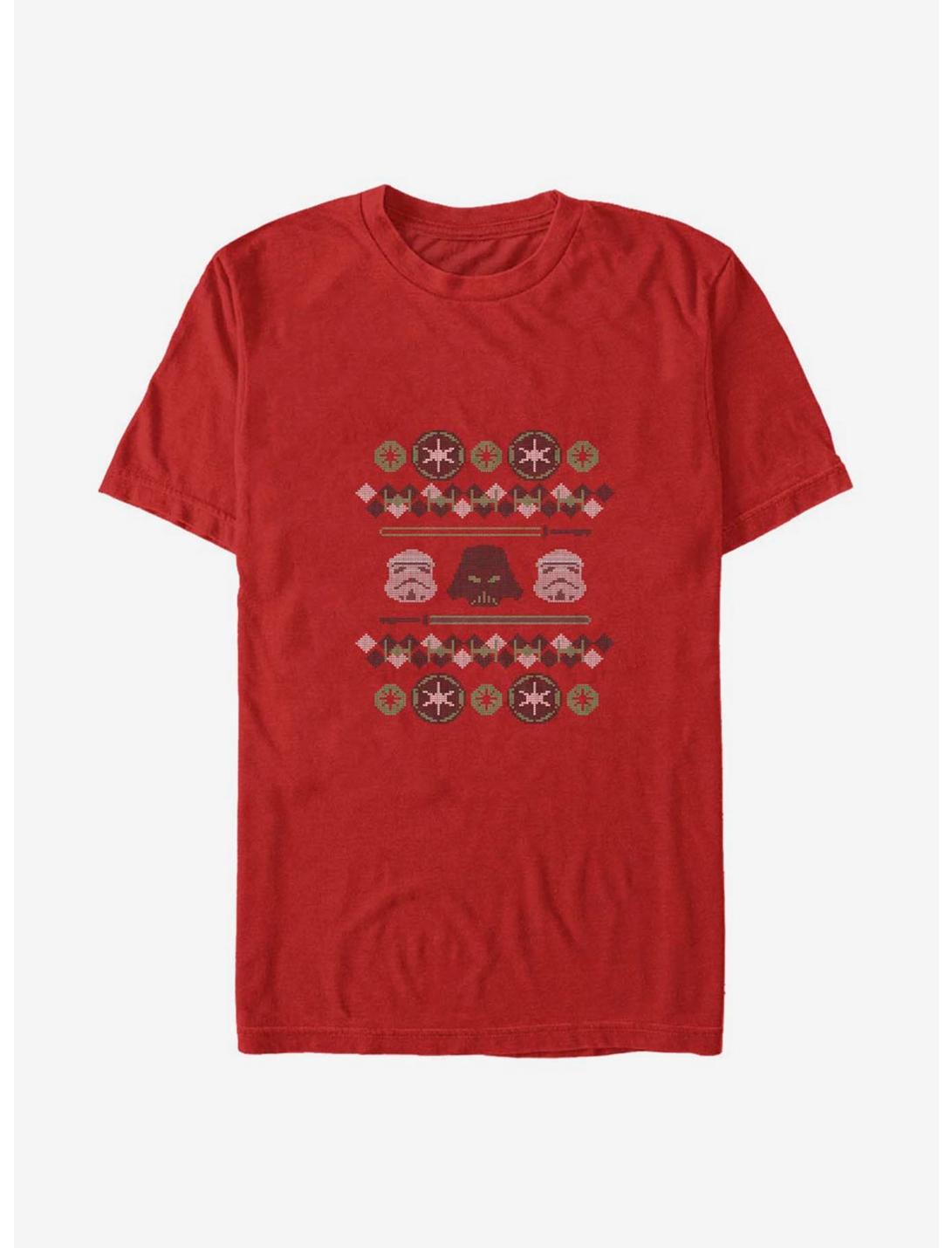 Star Wars Empire Christmas Pattern T-Shirt, RED, hi-res