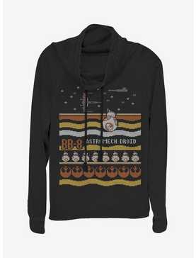 Star Wars Episode VII The Force Awakens Astromech Christmas Pattern Cowlneck Long-Sleeve Womens Top, , hi-res