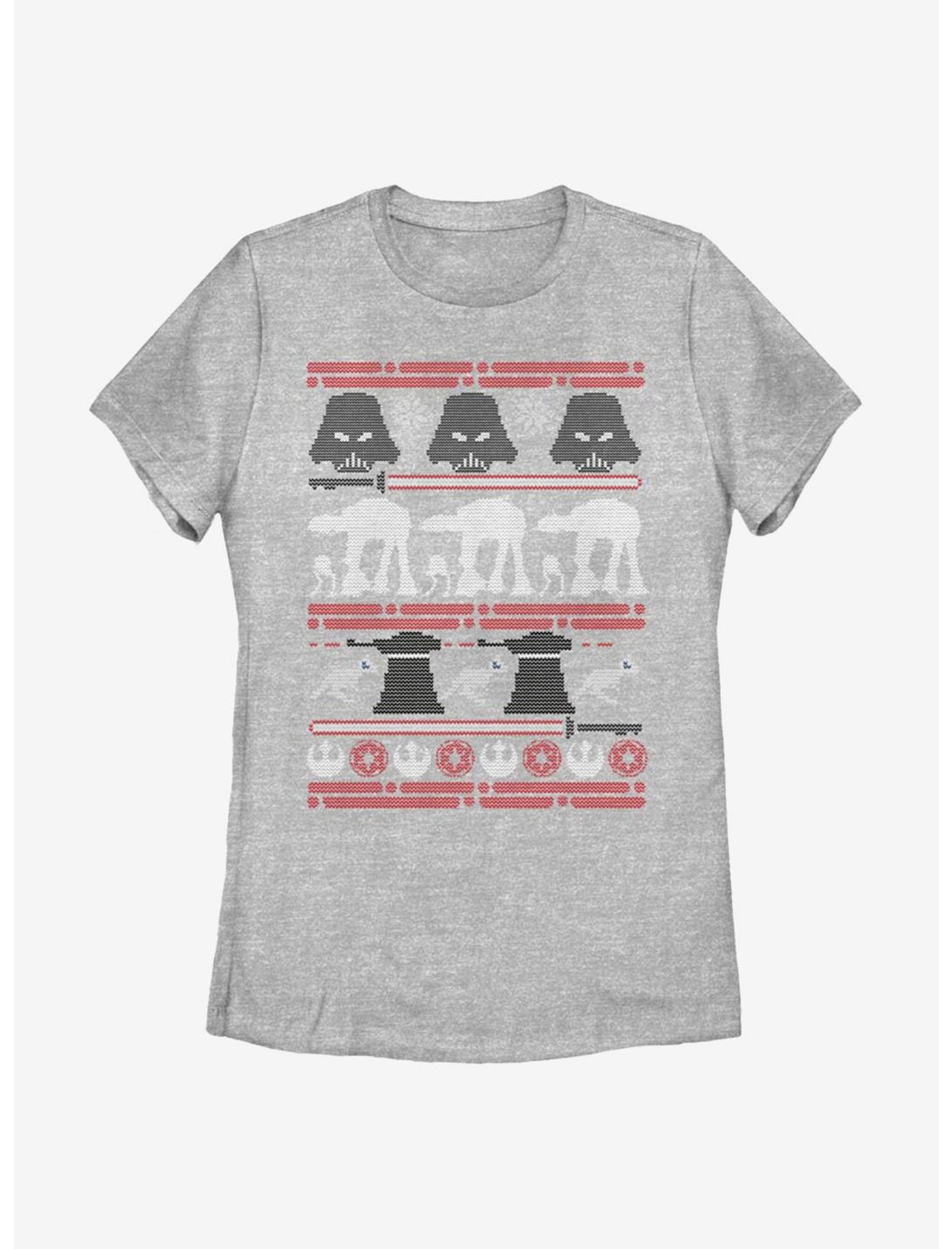 Star Wars Hoth Battle Christmas Pattern Womens T-Shirt, ATH HTR, hi-res