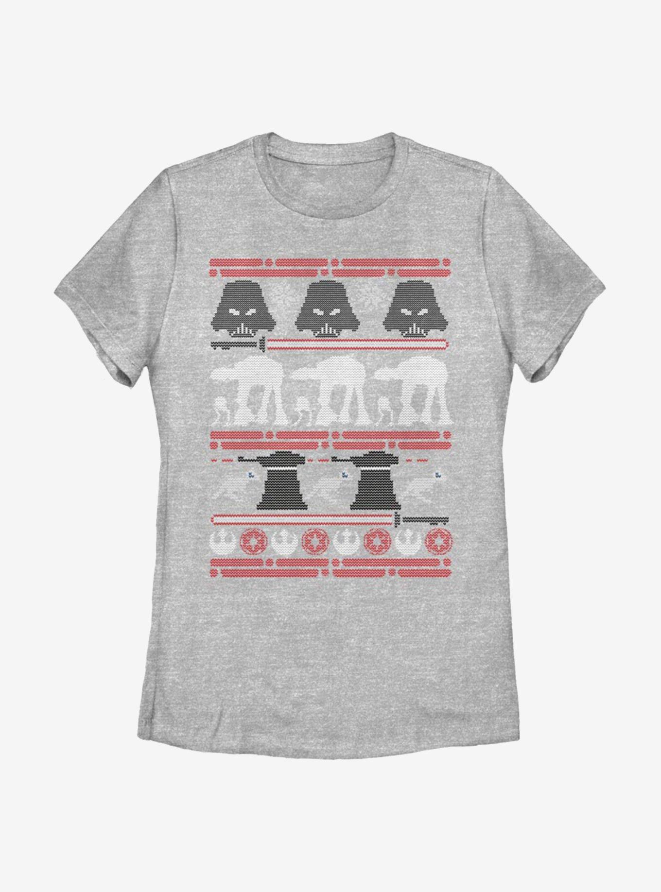 Star Wars Hoth Battle Christmas Pattern Womens T-Shirt, ATH HTR, hi-res