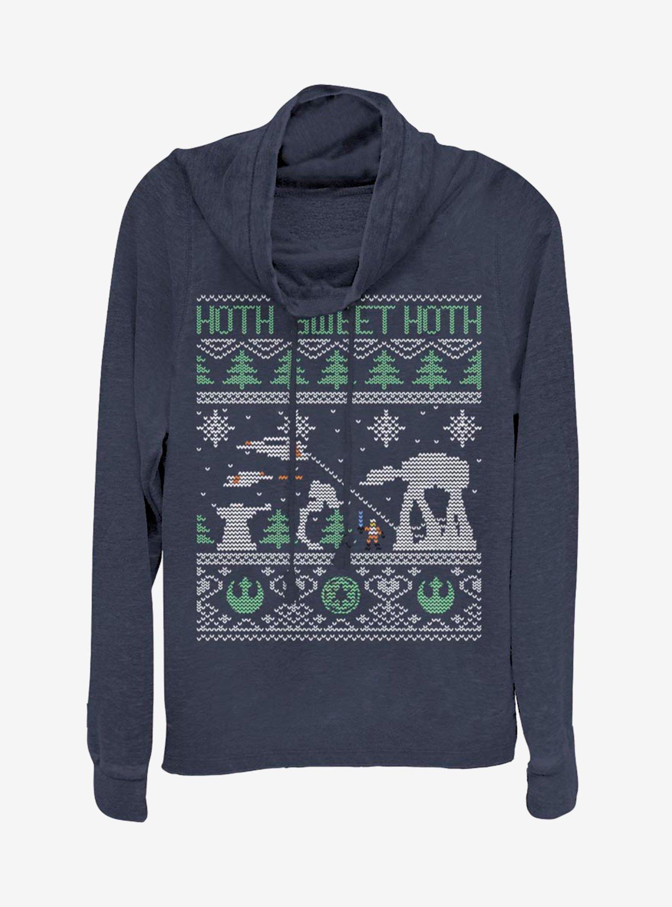 Star Wars Holiday Battle Christmas Pattern Cowlneck Long-Sleeve Womens Top, , hi-res