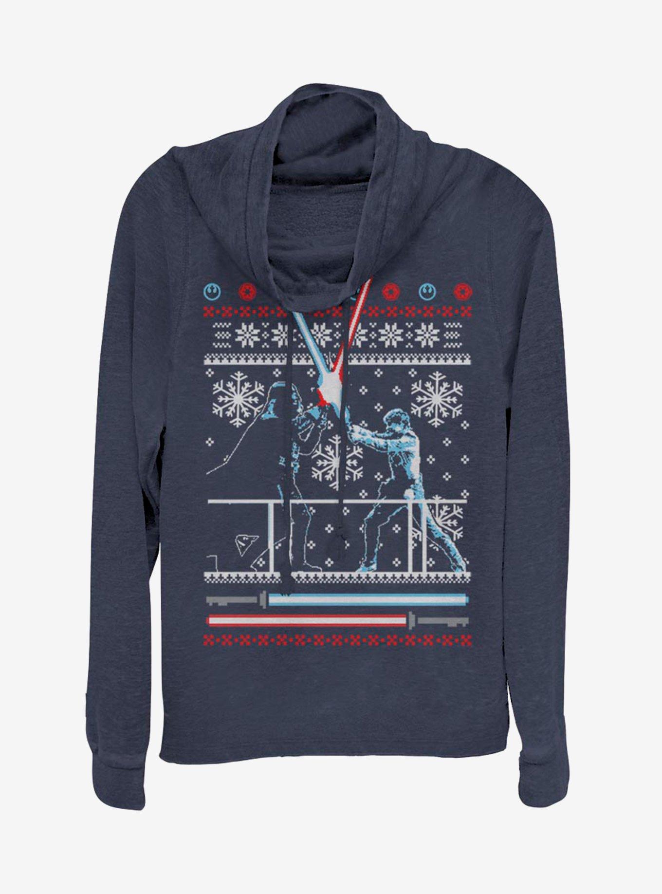 Star Wars Feud Christmas Pattern Cowlneck Long-Sleeve Womens Top, , hi-res