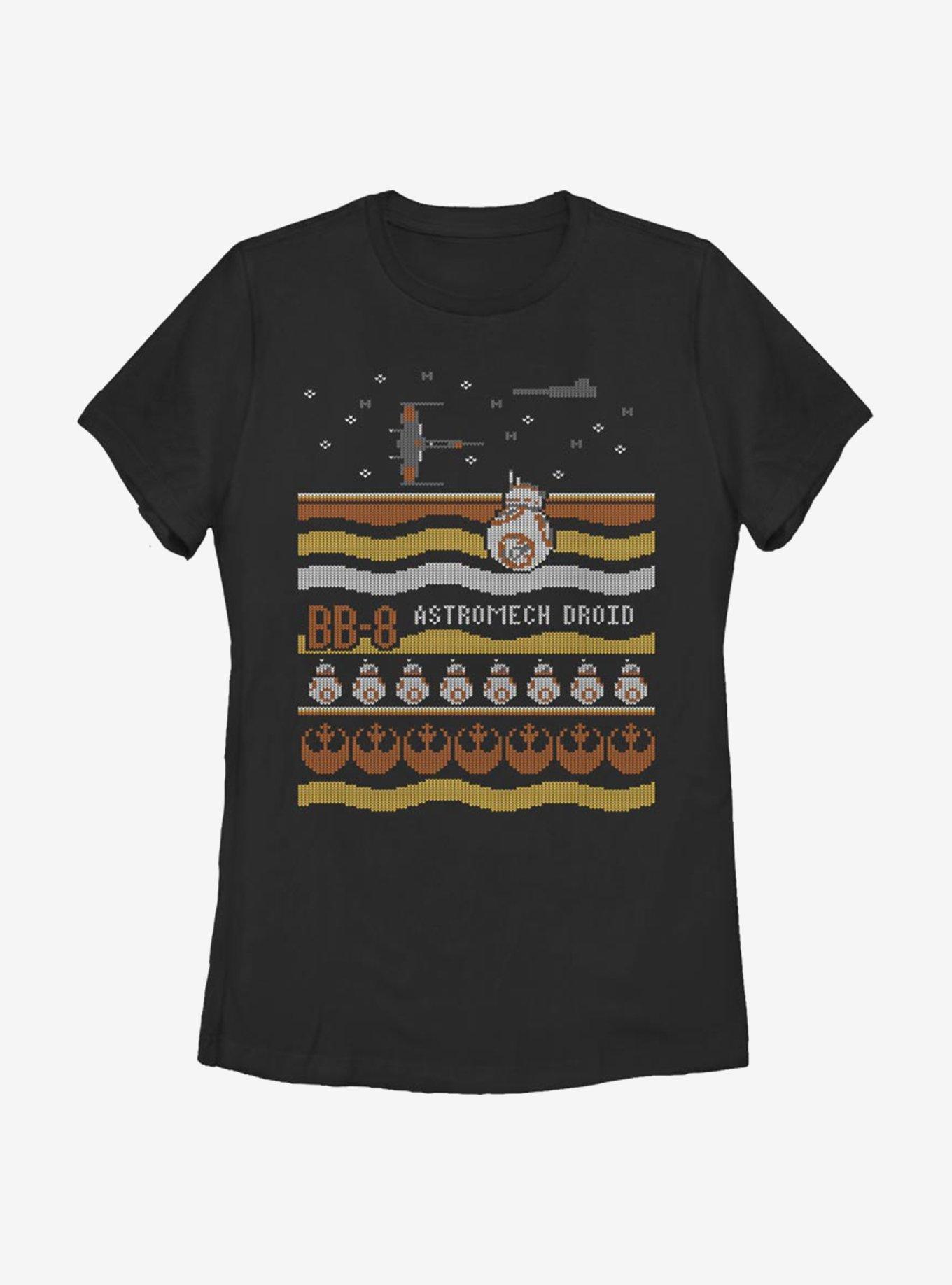Star Wars Episode VII The Force Awakens Astromech Christmas Pattern Womens T-Shirt, , hi-res