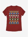 Nintendo Super Mario Christmas Pattern Womens T-Shirt, RED, hi-res
