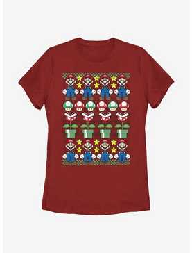Nintendo Super Mario Christmas Pattern Womens T-Shirt, , hi-res