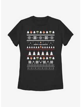 Nintendo Super Mario Happy Holidays Christmas Pattern Womens T-Shirt, , hi-res
