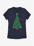 Nintendo Super Mario Christmas Tree Icons Womens T-Shirt, NAVY, hi-res
