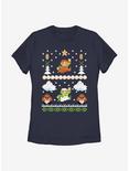 Nintendo Super Mario Retro Adventure Christmas Pattern Womens T-Shirt, NAVY, hi-res