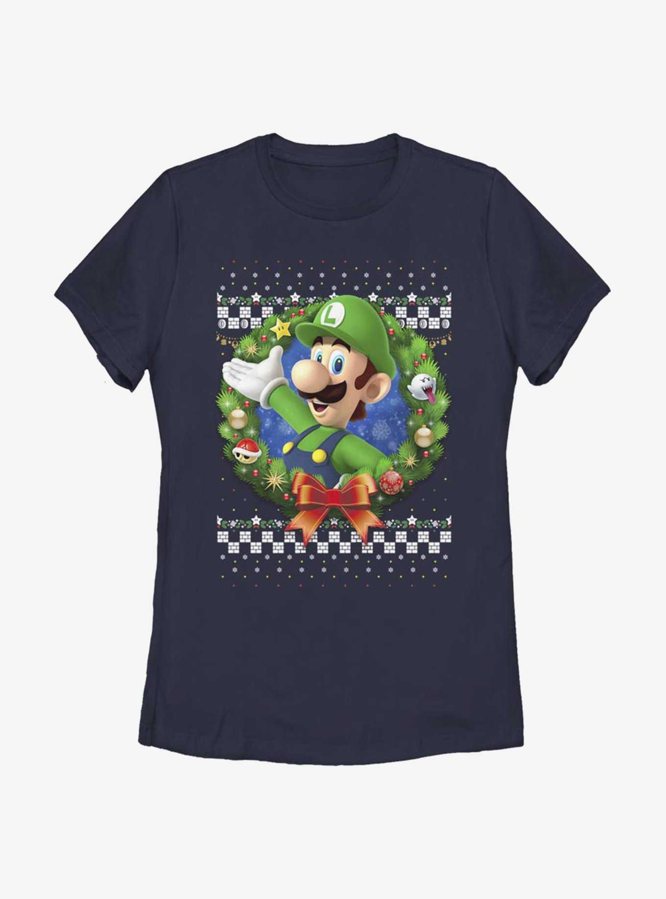 Nintendo Super Mario Wreath Luigi 3D Womens T-Shirt, , hi-res