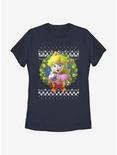 Nintendo Super Mario Wreath Princess Peach 3D Womens T-Shirt, NAVY, hi-res