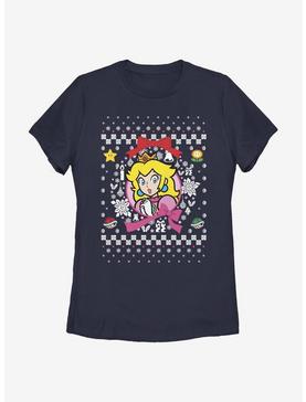 Nintendo Super Mario Wreath Princess Peach Christmas Pattern Womens T-Shirt, , hi-res