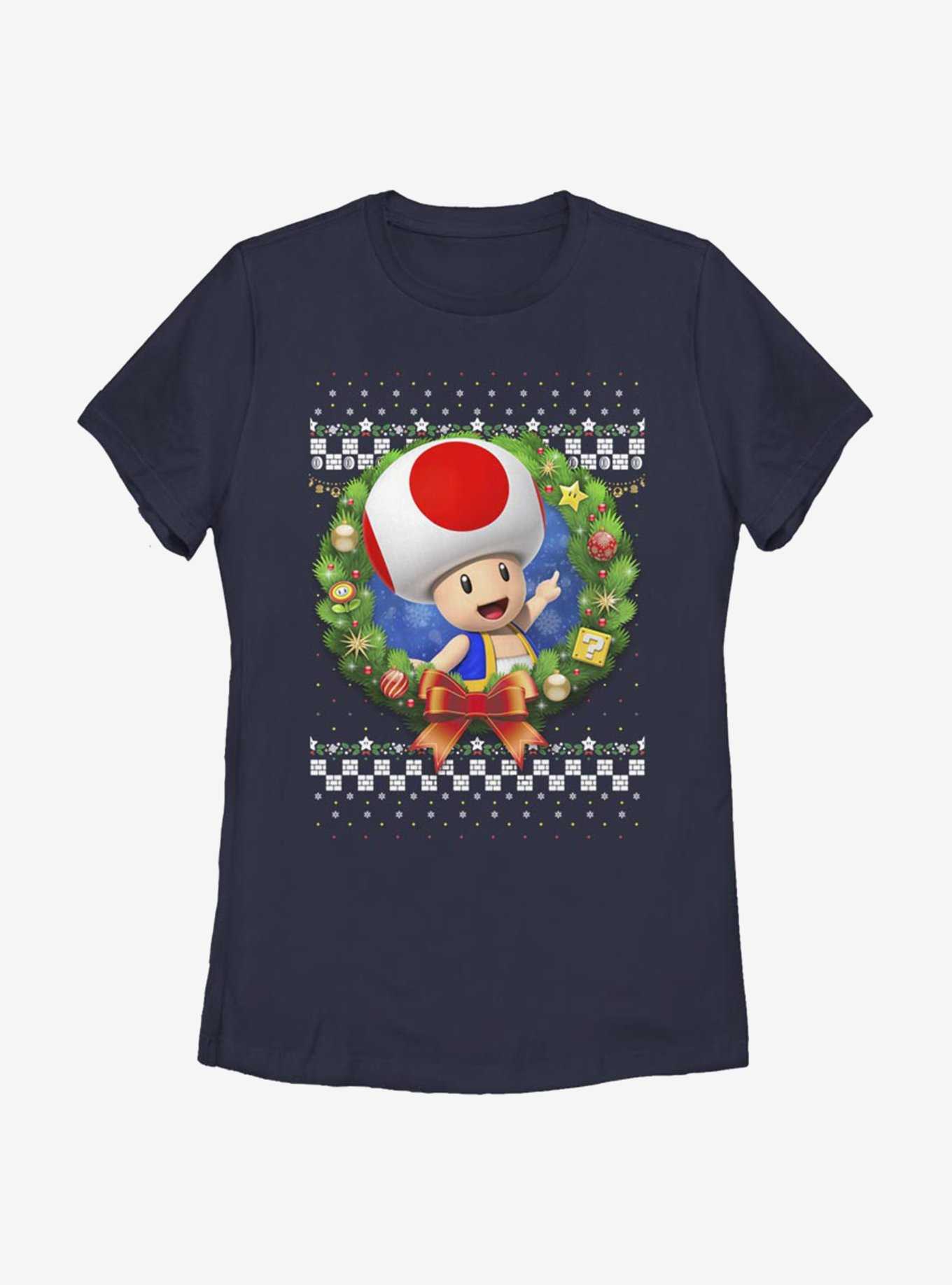 Nintendo Super Mario Wreath Toad 3D Womens T-Shirt, , hi-res