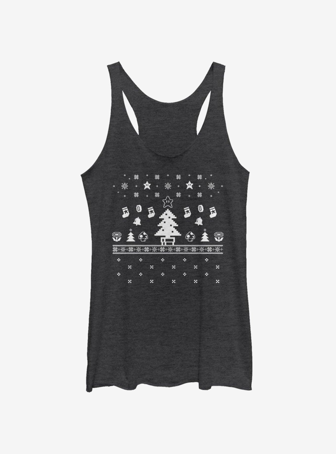 Nintendo Super Mario White Christmas Womens Tank Top