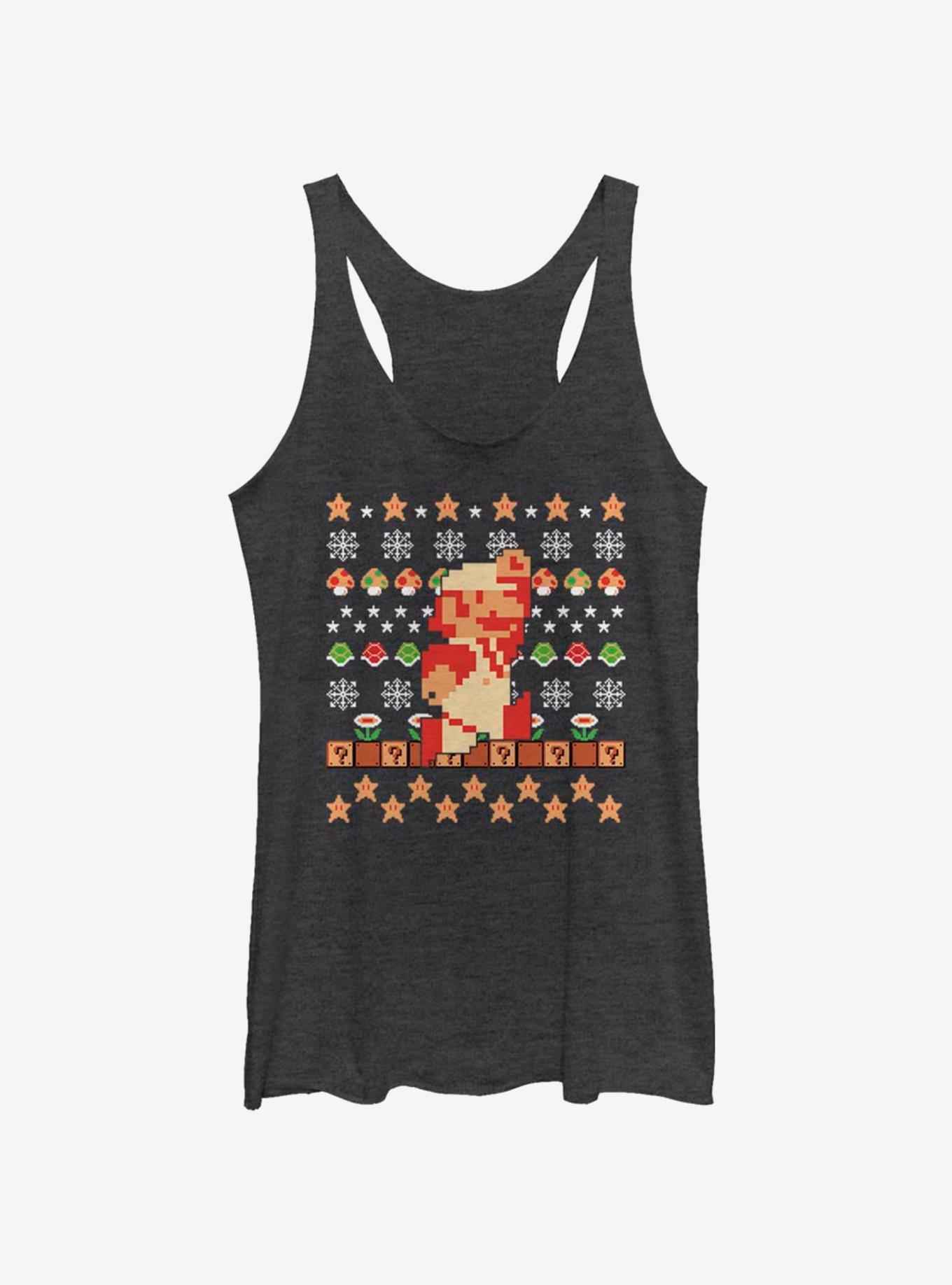 Nintendo Super Mario Retro Jump Christmas Pattern Womens Tank Top, , hi-res