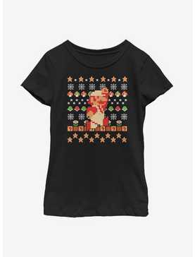 Nintendo Super Mario Retro Jump Christmas Pattern Youth Girls T-Shirt, , hi-res