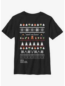 Nintendo Super Mario Pixel Run Christmas Pattern Youth T-Shirt, , hi-res