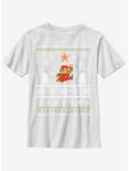 Nintendo Super Mario Jump Christmas Pattern Youth T-Shirt, RED, hi-res