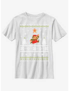 Nintendo Super Mario Jump Christmas Pattern Youth T-Shirt, , hi-res