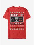 Nintendo Classic Controller Christmas Pattern T-Shirt, RED, hi-res