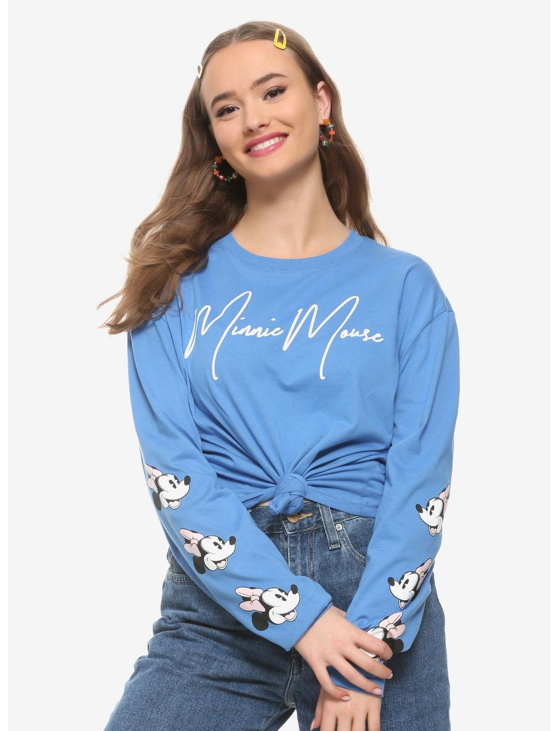 Disney Minnie Mouse Autograph Women's Long Sleeve T-Shirt - BoxLunch Exclusive, PINK, hi-res