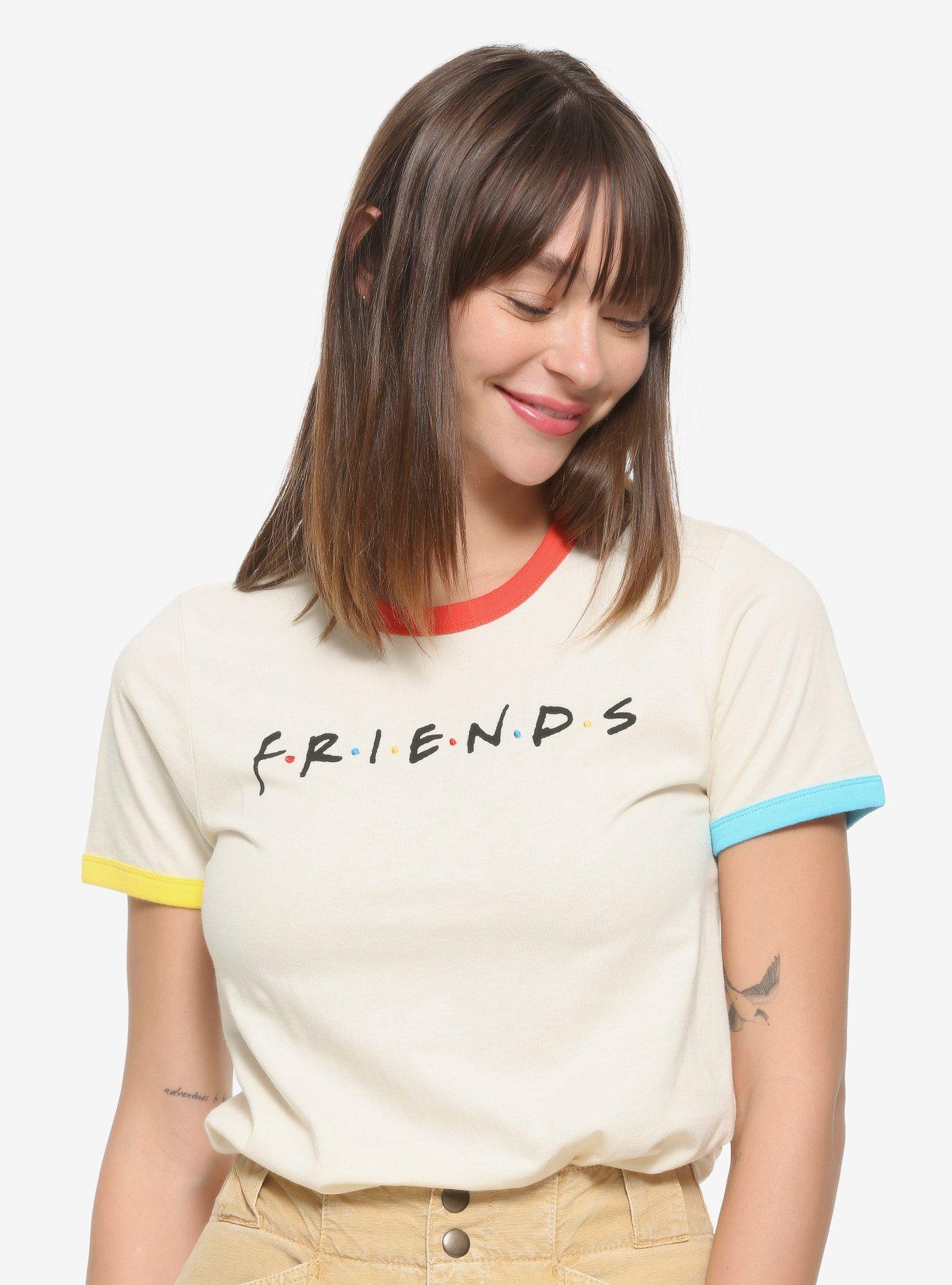 Friends Logo Rainbow Women's Ringer T-Shirt - BoxLunch Exclusive, MULTI, hi-res