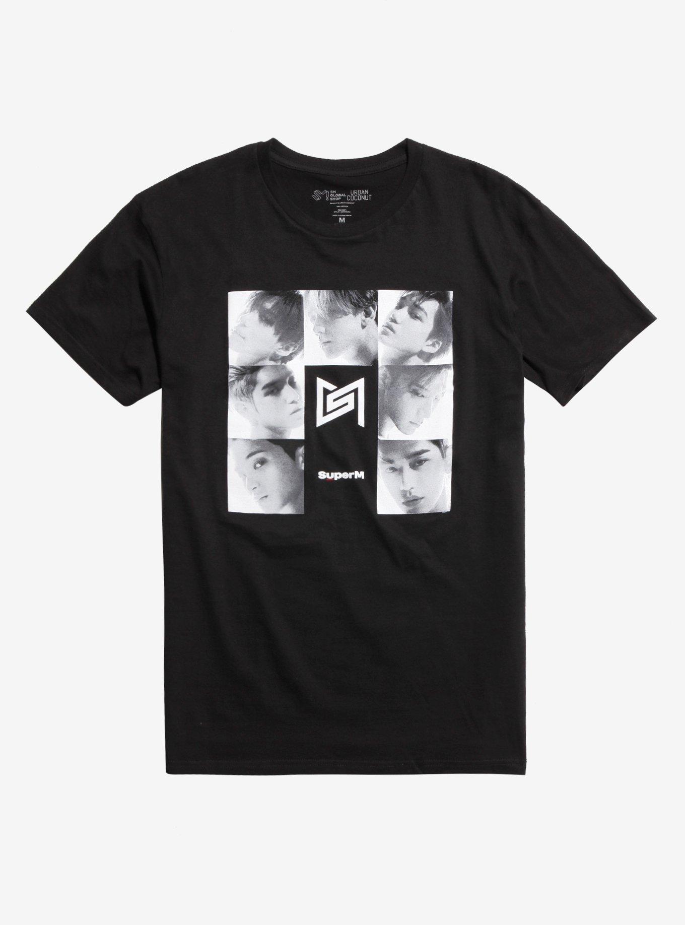 SuperM Black & White Photos T-Shirt, BLACK, hi-res