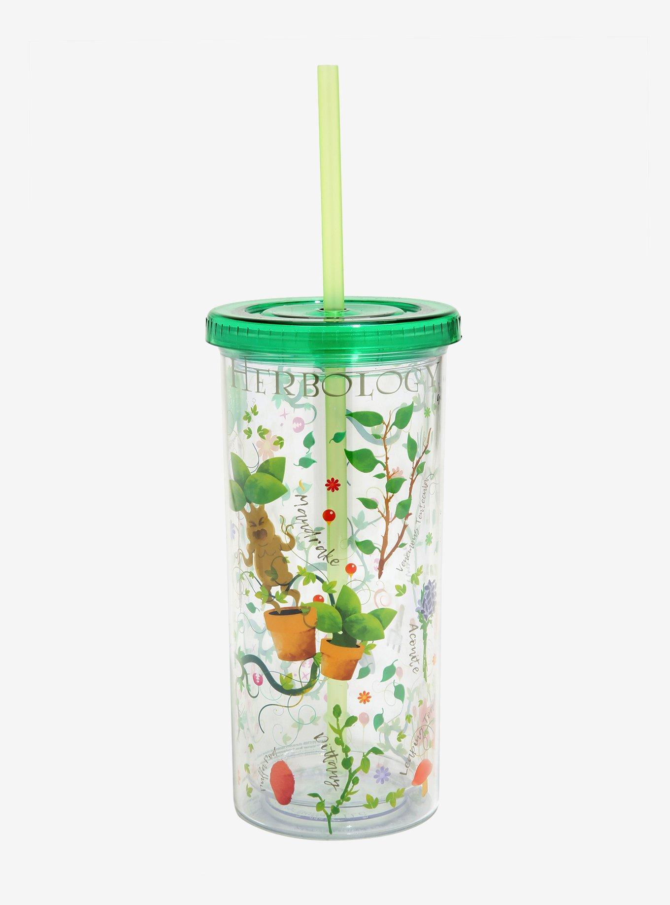 Green Glass Cactus Figural Drink Tumbler With Straw - World Market