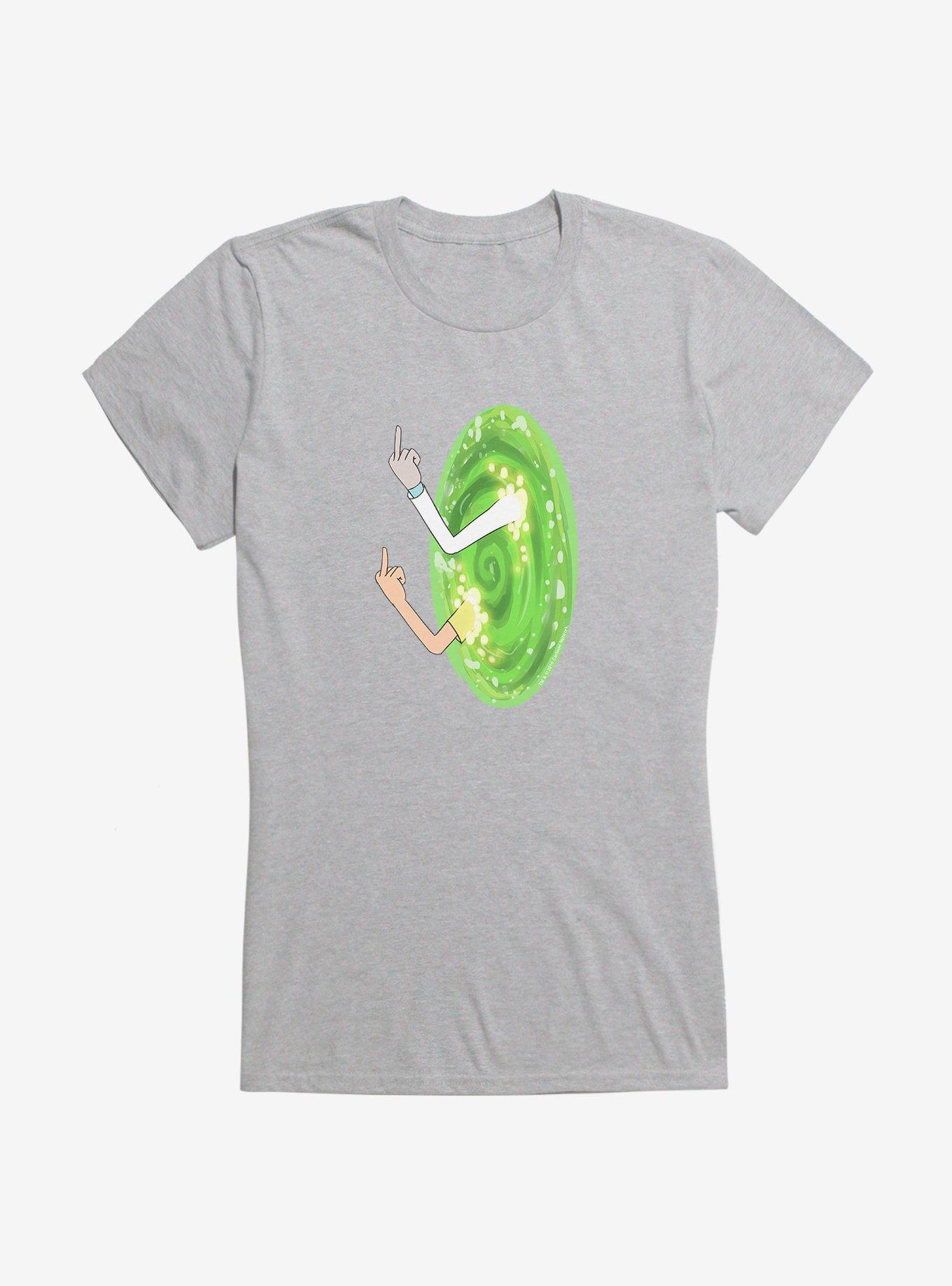 Rick and Morty Portal Middle Finger Girls T-Shirt, , hi-res