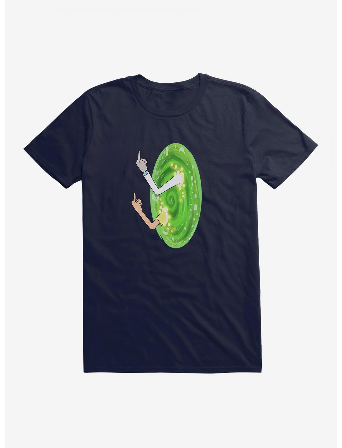Rick and Morty Portal Middle Finger T-Shirt, NAVY, hi-res