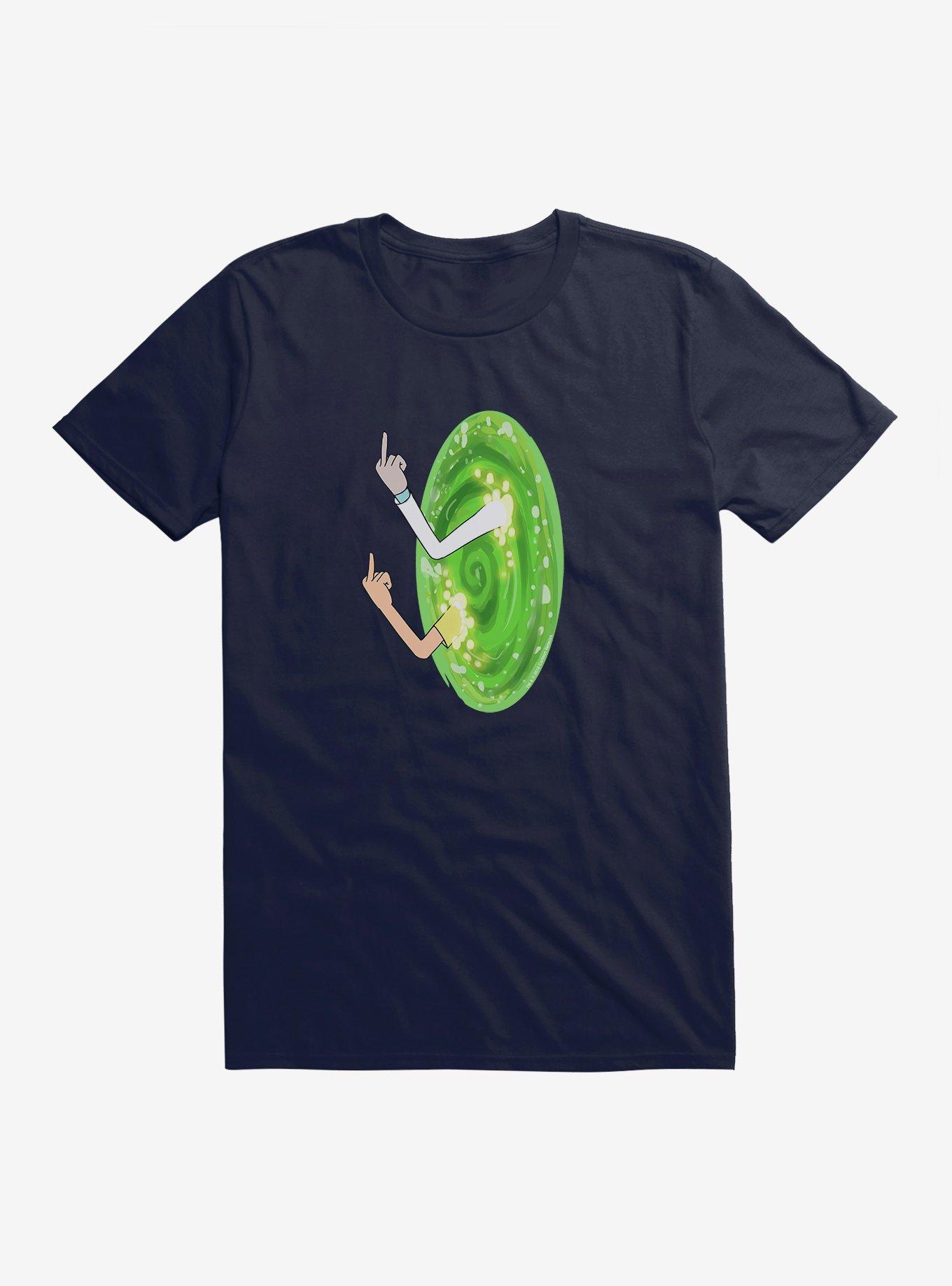 Rick and Morty Portal Middle Finger T-Shirt, NAVY, hi-res