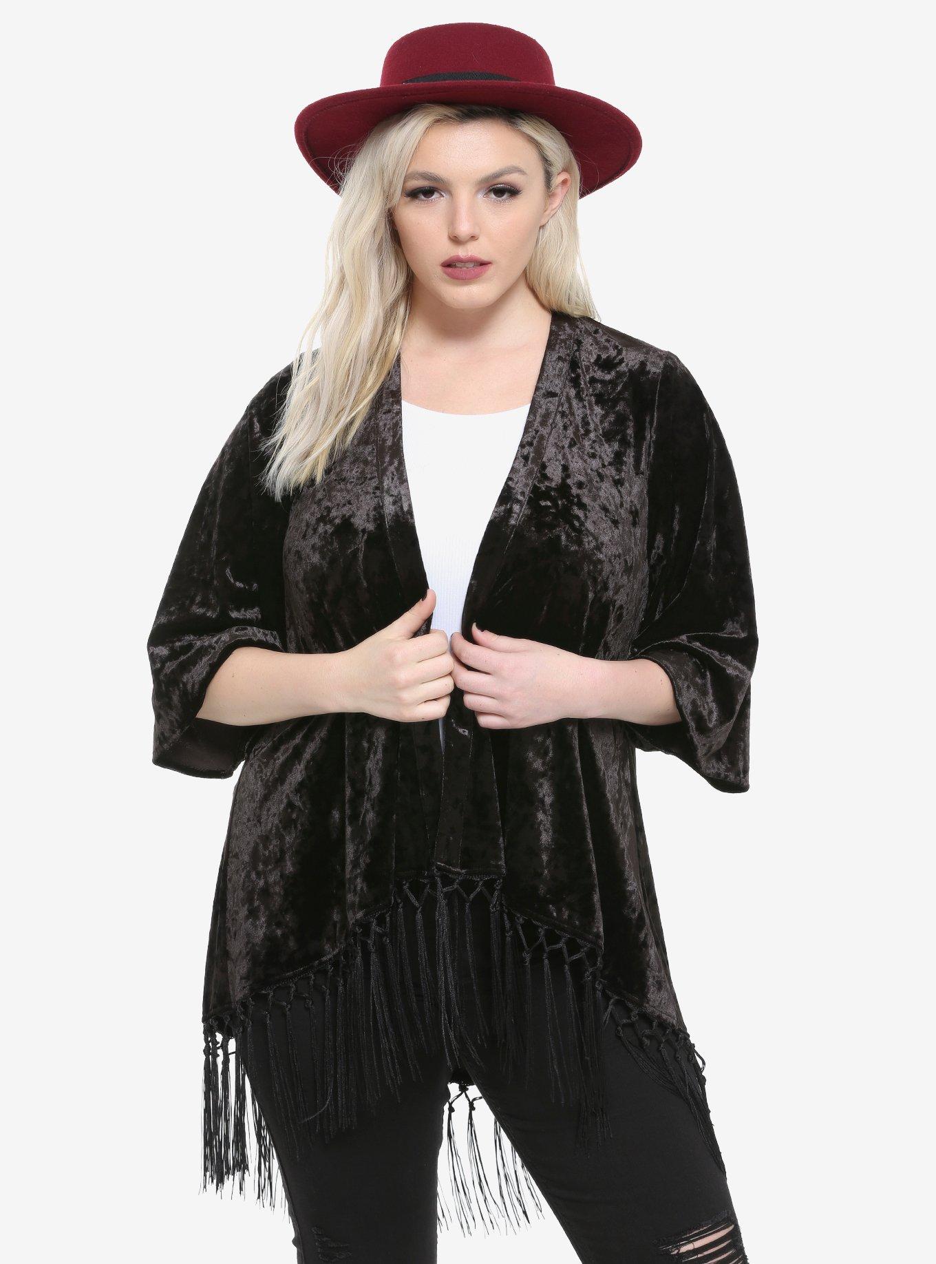 Black Velvet Geometric Kimono