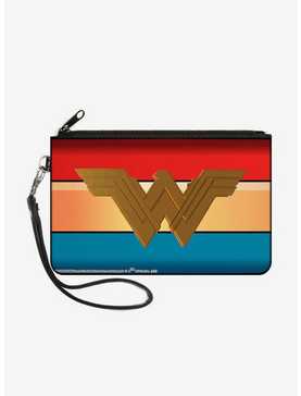 DC Comics Wonder Woman Icon Stripe Wallet Canvas Zip Clutch, , hi-res