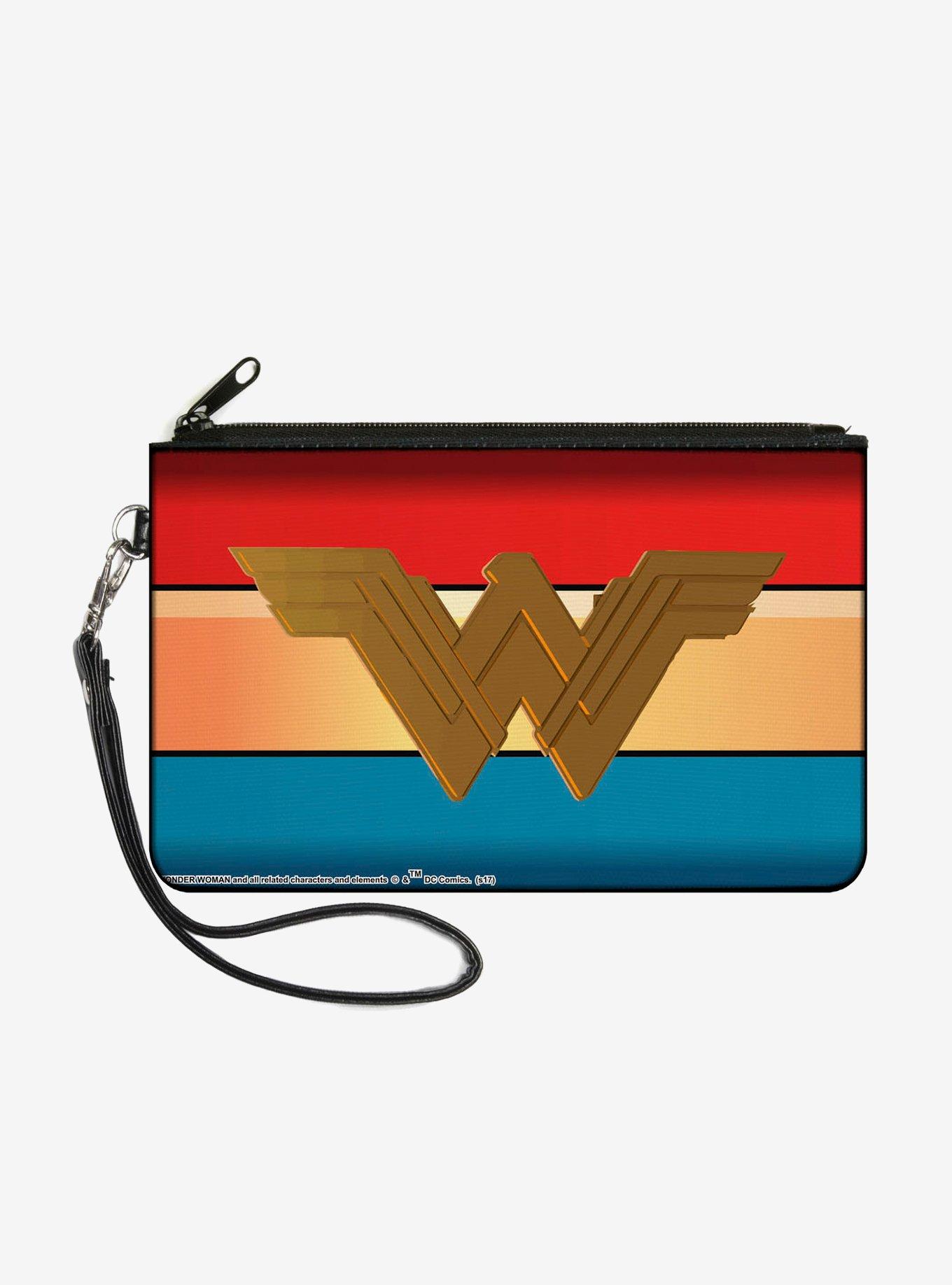 DC Comics Wonder Woman Icon Stripe Wallet Canvas Zip Clutch, , hi-res