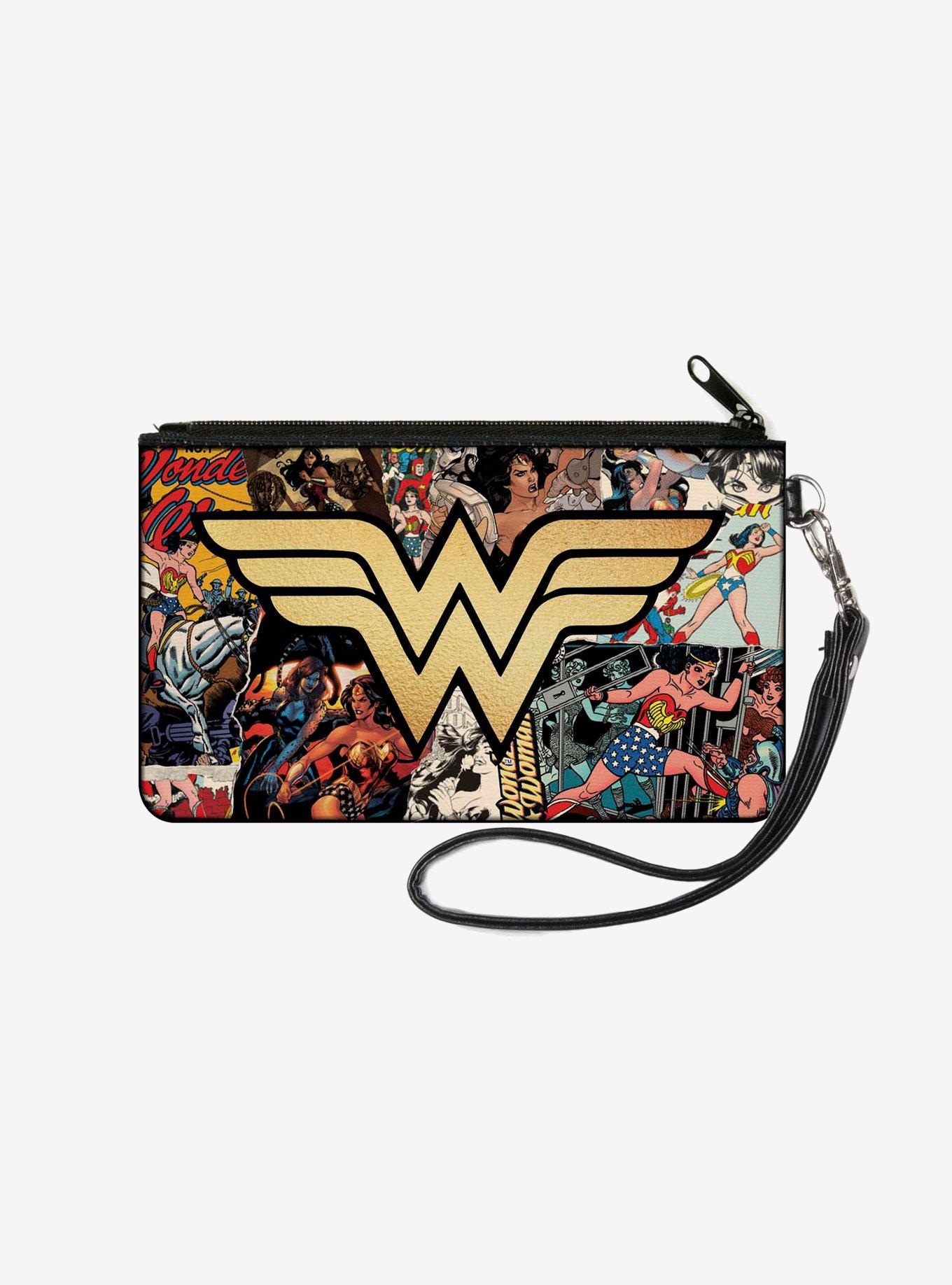 DC Comics Wonder Woman Icon Through The Years Comics Book Covers Wallet Canvas Zip Clutch, , hi-res