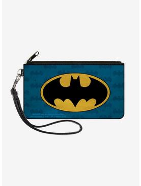 DC Comics Batman Signal Bat Monogram Distressed Wallet Canvas Zip Clutch, , hi-res