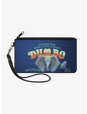 Disney Dumbo Face Feather Astound Your Mind Eyes Hearts Circus Sign Wallet Canvas Zip Clutch, , hi-res
