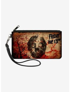 Friday The 13th Jason Mask Trees Blood Splatter Wallet Canvas Zip Clutch, , hi-res