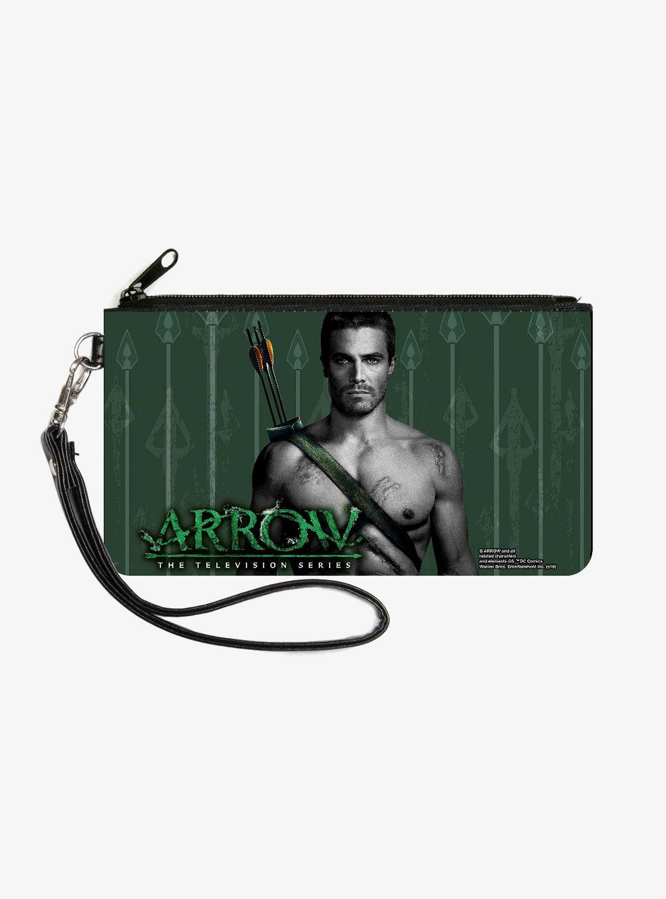 DC Comics Green Arrow Standing Pose Arrow Tips Wallet Canvas Zip Clutch, , hi-res