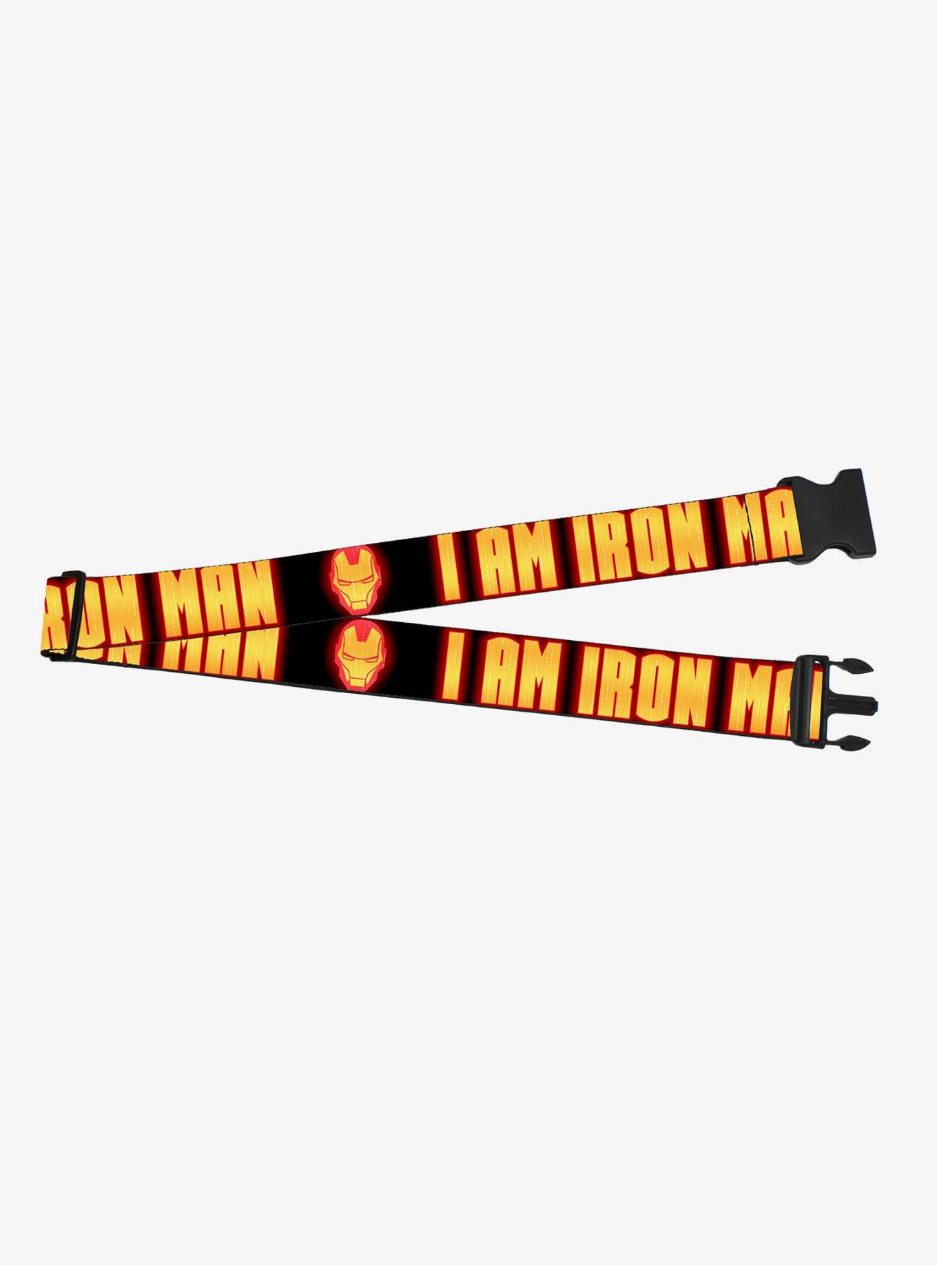 Marvel Iron Man Face I Am Iron Man Black Yellow Glow Luggage Strap, , hi-res