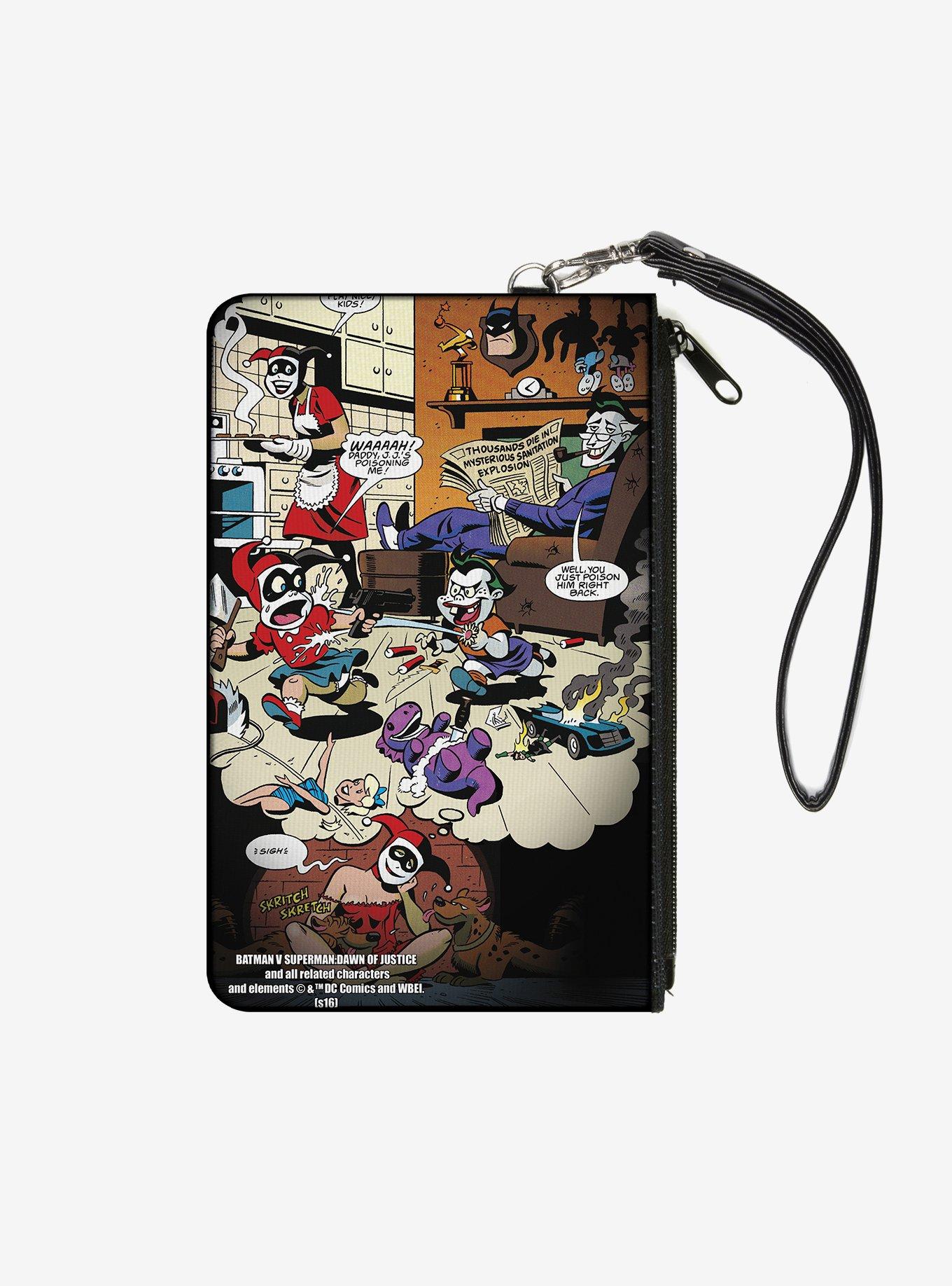 DC Comics Mad Love Harley Quinn Family Life Dreaming Scene Joker Kids Wallet Canvas Zip Clutch, , hi-res