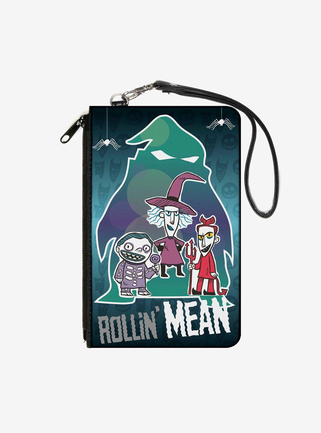 The Nightmare Before Christmas Rollin Mean Lock Shock Barrel Trick Or Treaters Ooogie Boogie Wallet Canvas Zip Clutch, , hi-res