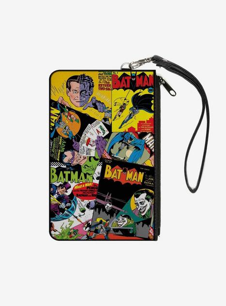 DC Comics Retro Batman 6 Comic Book Covers Stacked Wallet Canvas Zip ...