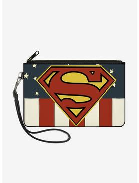 DC Comics Superman Shield Americana Wallet Canvas Zip Clutch, , hi-res