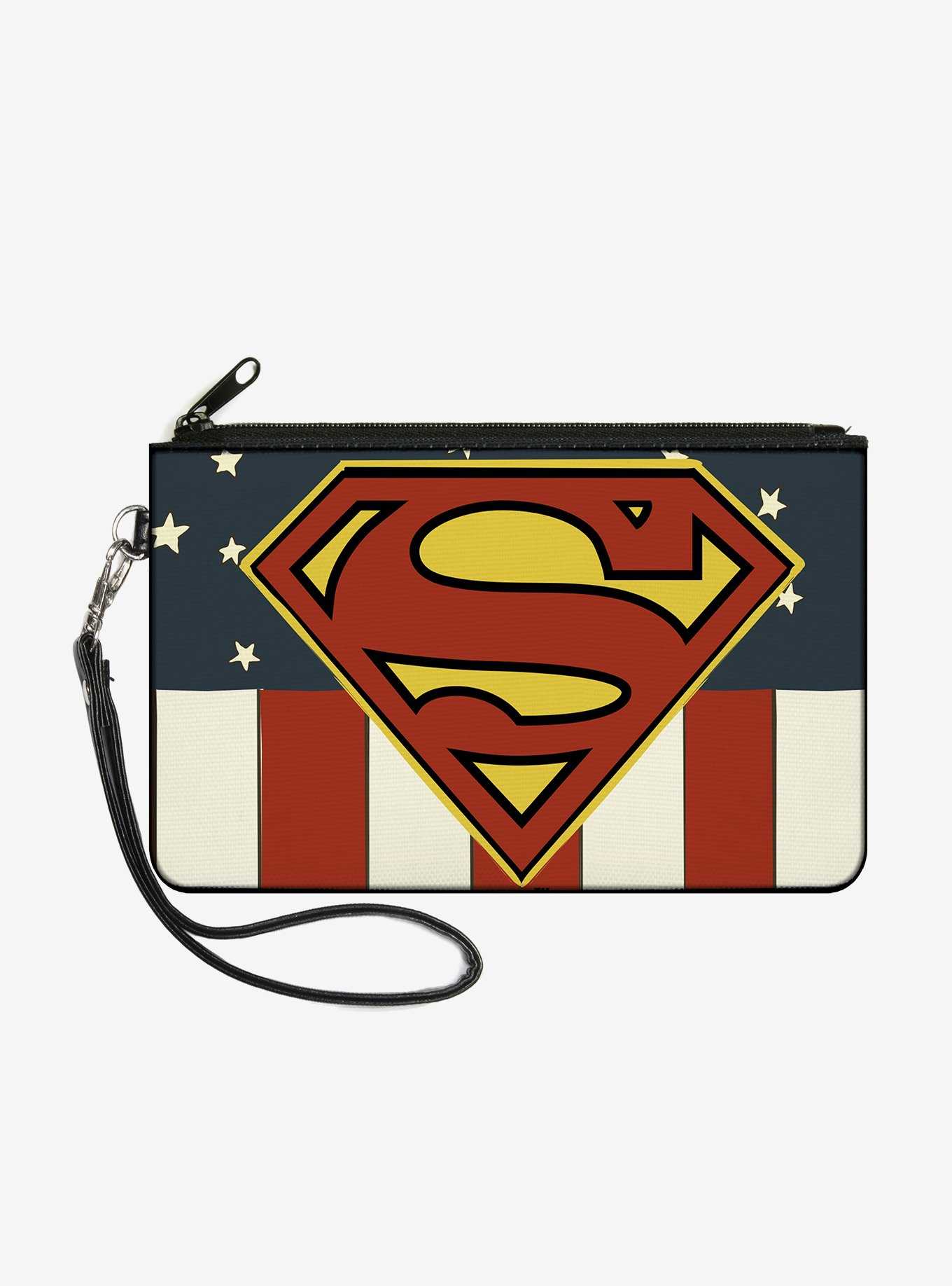 DC Comics Superman Shield Americana Wallet Canvas Zip Clutch, , hi-res