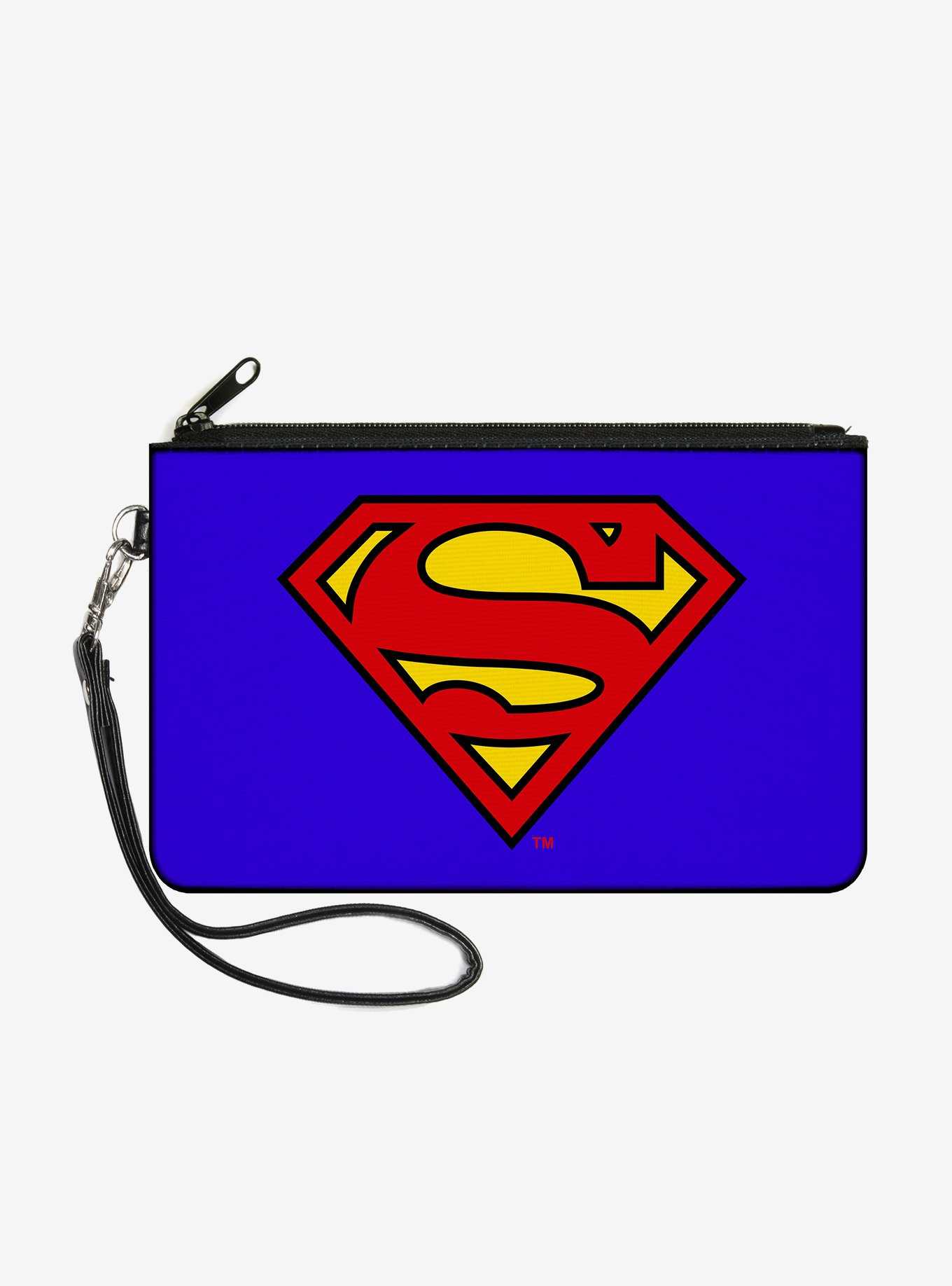 DC Comics Superman Shield Wallet Canvas Zip Clutch, , hi-res
