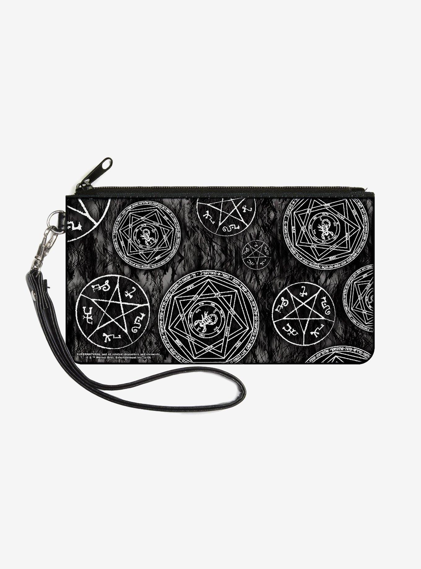 Supernatural Devils Trap Pentagrams Wallet Canvas Zip Clutch, , hi-res