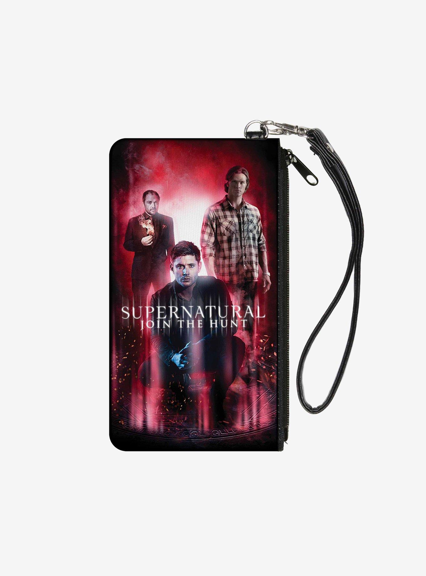 Supernatural Join The Hunt Crowley Dean Sam Group Pose Wallet Canvas Zip Clutch, , hi-res