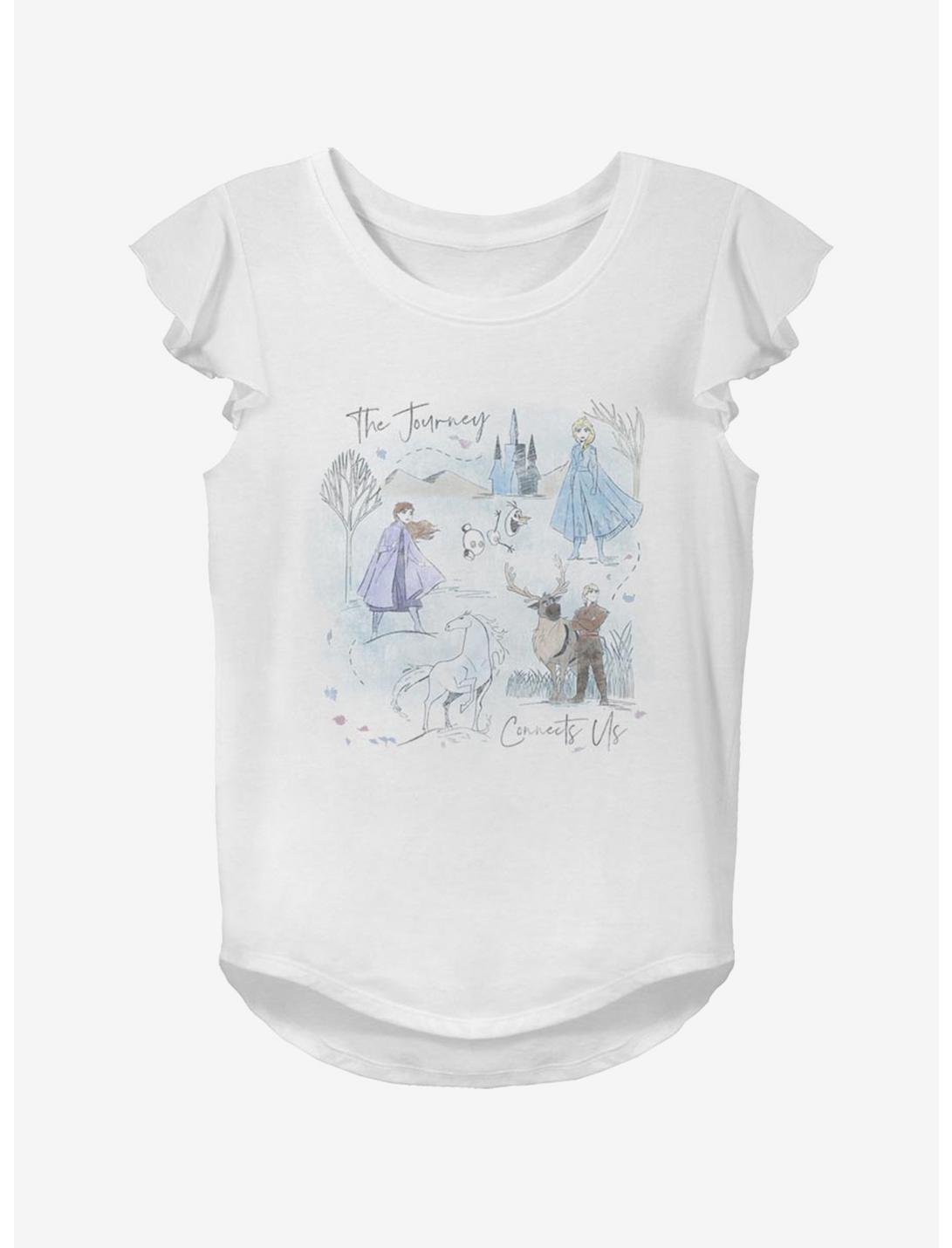 Disney Frozen 2 Arendelle Journey Youth Girls Flutter Sleeve T-Shirt, WHITE, hi-res