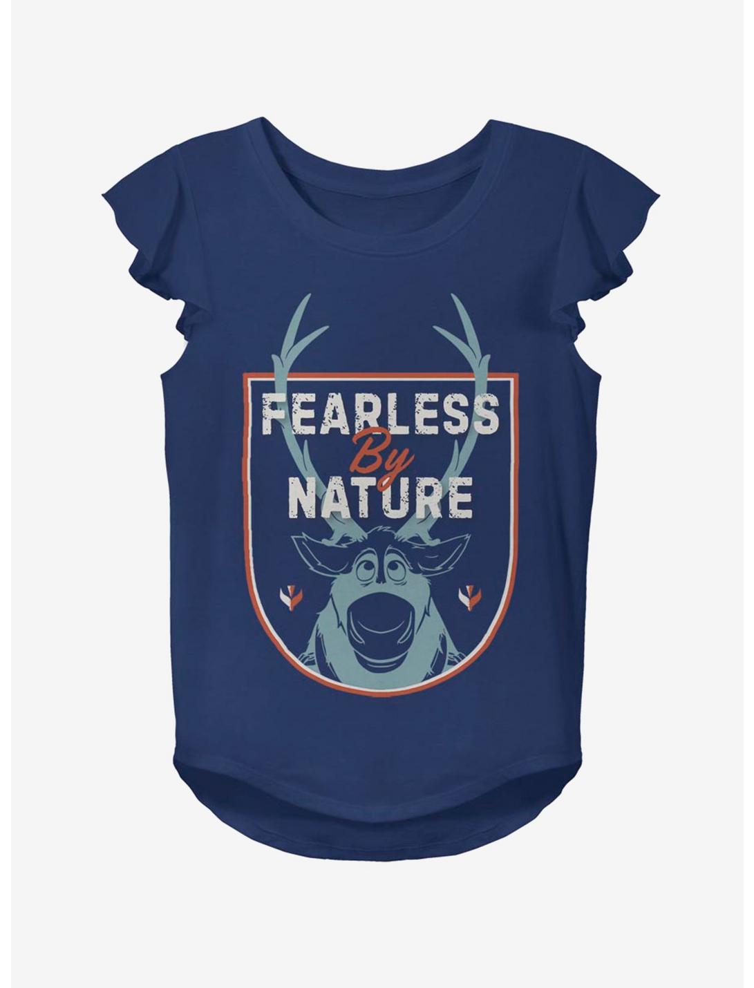 Disney Frozen 2 Fearless Nature Youth Girls Flutter Sleeve T-Shirt, NAVY, hi-res